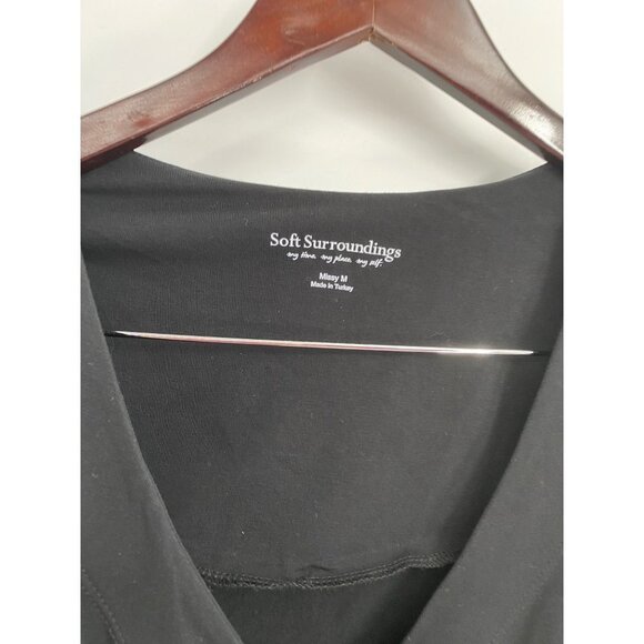 SOFT SURROUNDINGS Missy medium Wear Anywhere Faux Wrap Dress SHORT Sleeve black - Picture 3 of 4